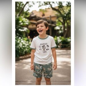 NWT- Safari Graphic Tee and Tropical Floral Terry Short Set